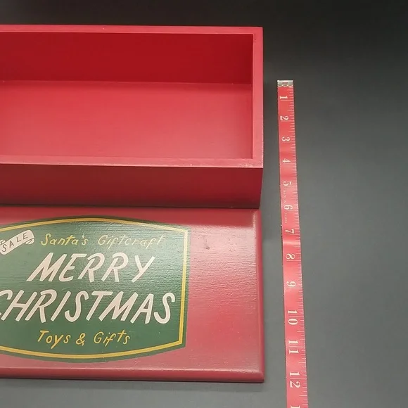 Restoration Hardware "Santa's Giftcraft Merry Christmas Toys & Gifts" Wood Box - Picture 9 of 12